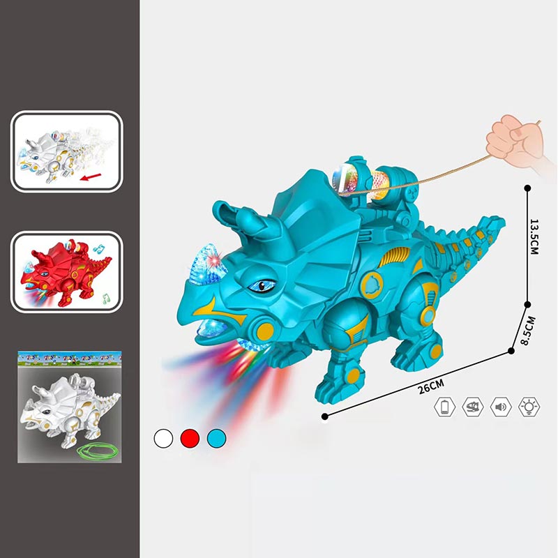 Тварина муз. арт. 5965 (180шт/2) Динозавр, 3 кольори мікс, світ., пакет. 26*8,5*13,5см