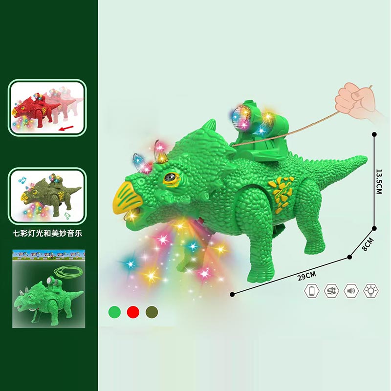 Тварина муз. арт. 5966 (180шт/2) Динозавр, 3 кольори мікс, світ., пакет. 29*8,5*13,5см