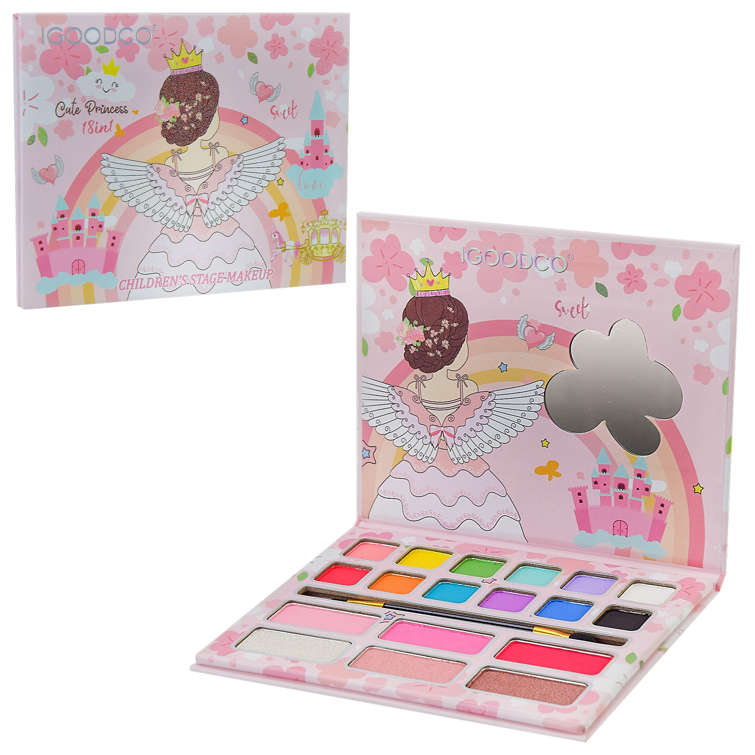 Косметика арт. IG2931 (192шт/16) тіні для повік, рум'яна 18 кольорів короб. 16,8*13,8*1см