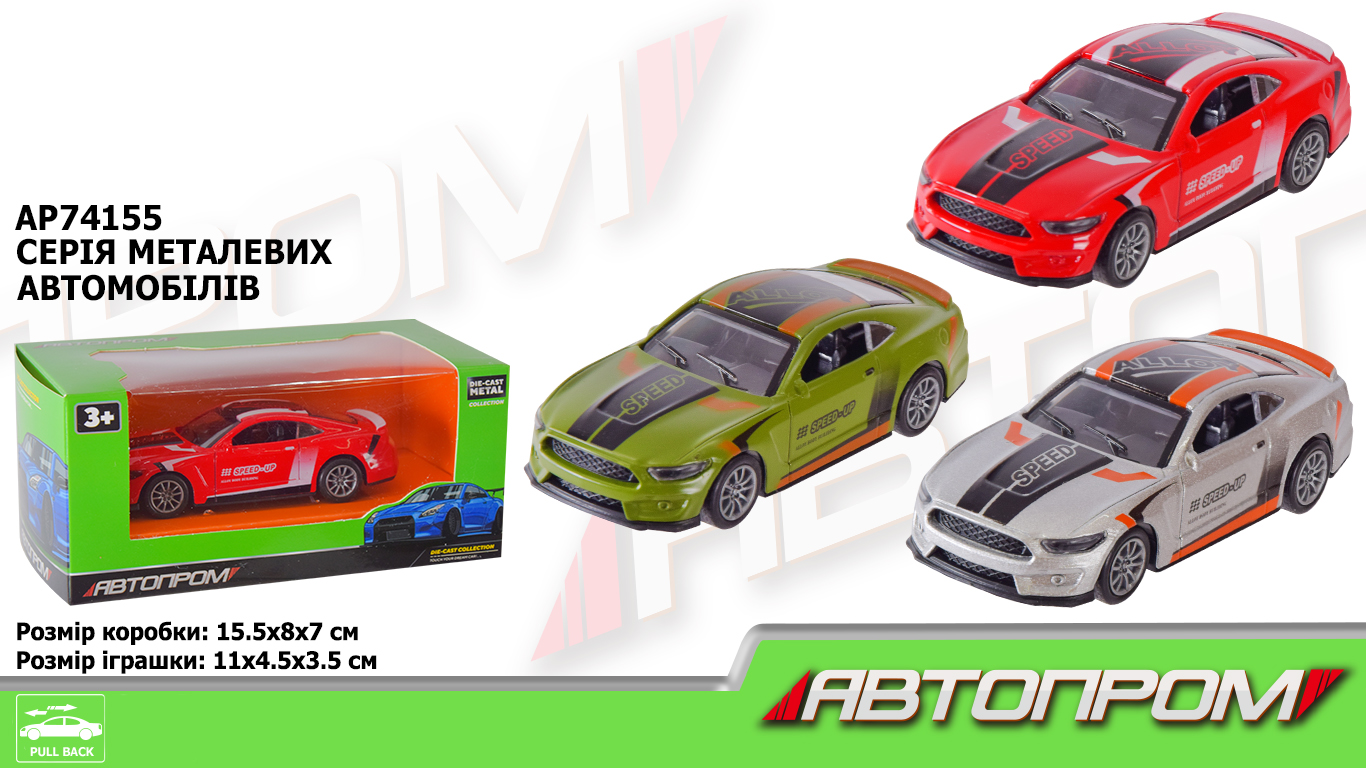 Машина мет. АВТОПРОМ арт.  AP74155 (96шт/2) 1:36,3 кольора,короб.15*8*7см