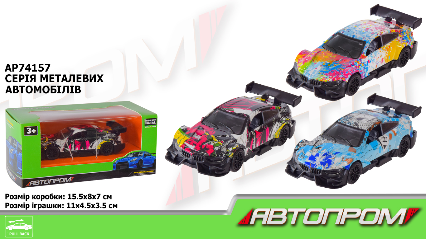 Машина мет. АВТОПРОМ арт.  AP74157 (96шт/2) 1:36,3 кольора,короб.15*8*7см