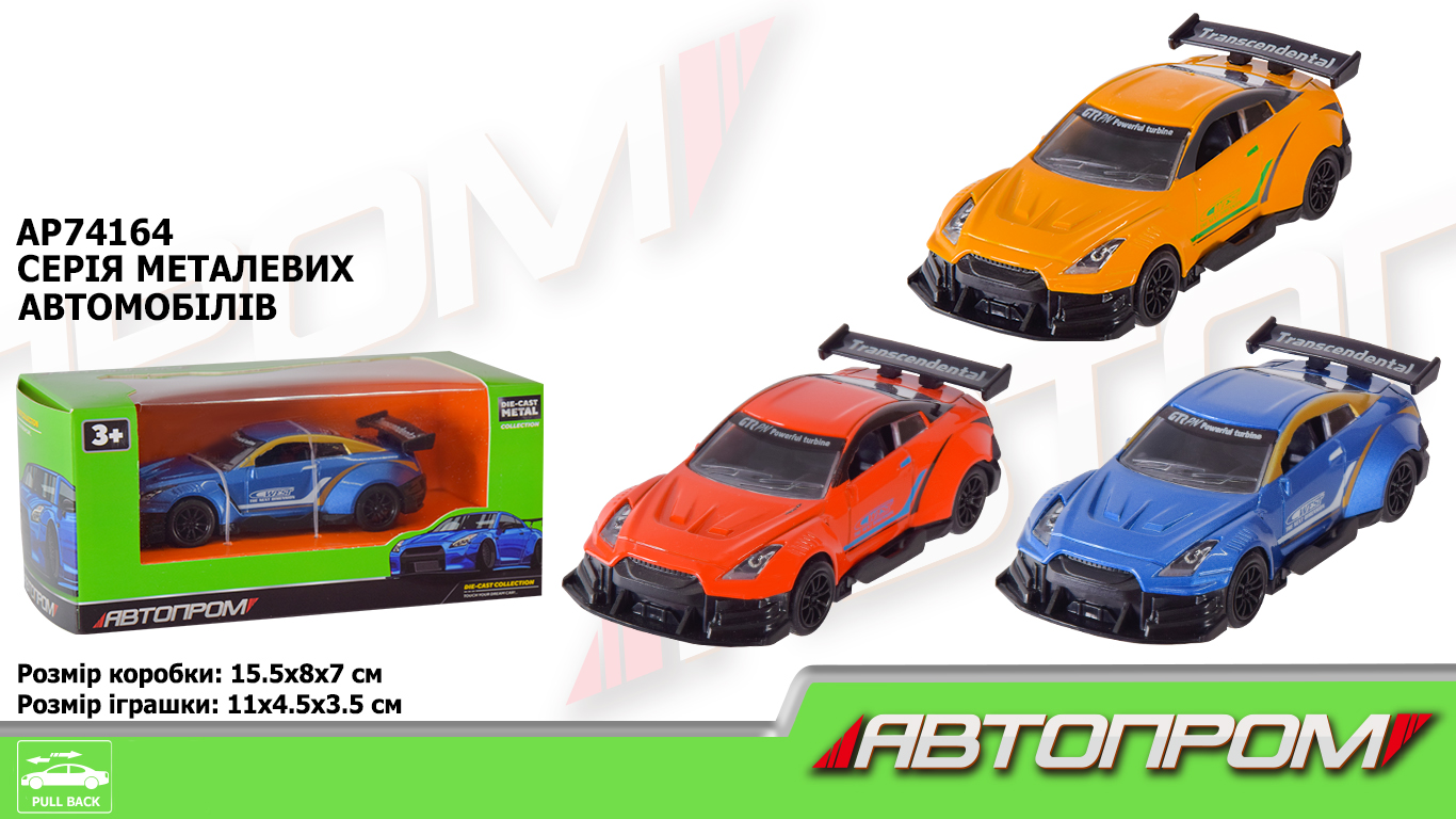 Машина мет. АВТОПРОМ арт.  AP74164 (96шт/2) 1:36,3 кольора,короб.15*8*7см