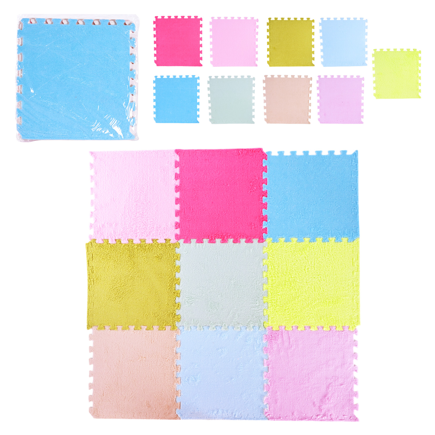 Килимок-пазл EVA арт. K9703 (30шт)плюшевий 30*30*0,6см 9 дет мікс