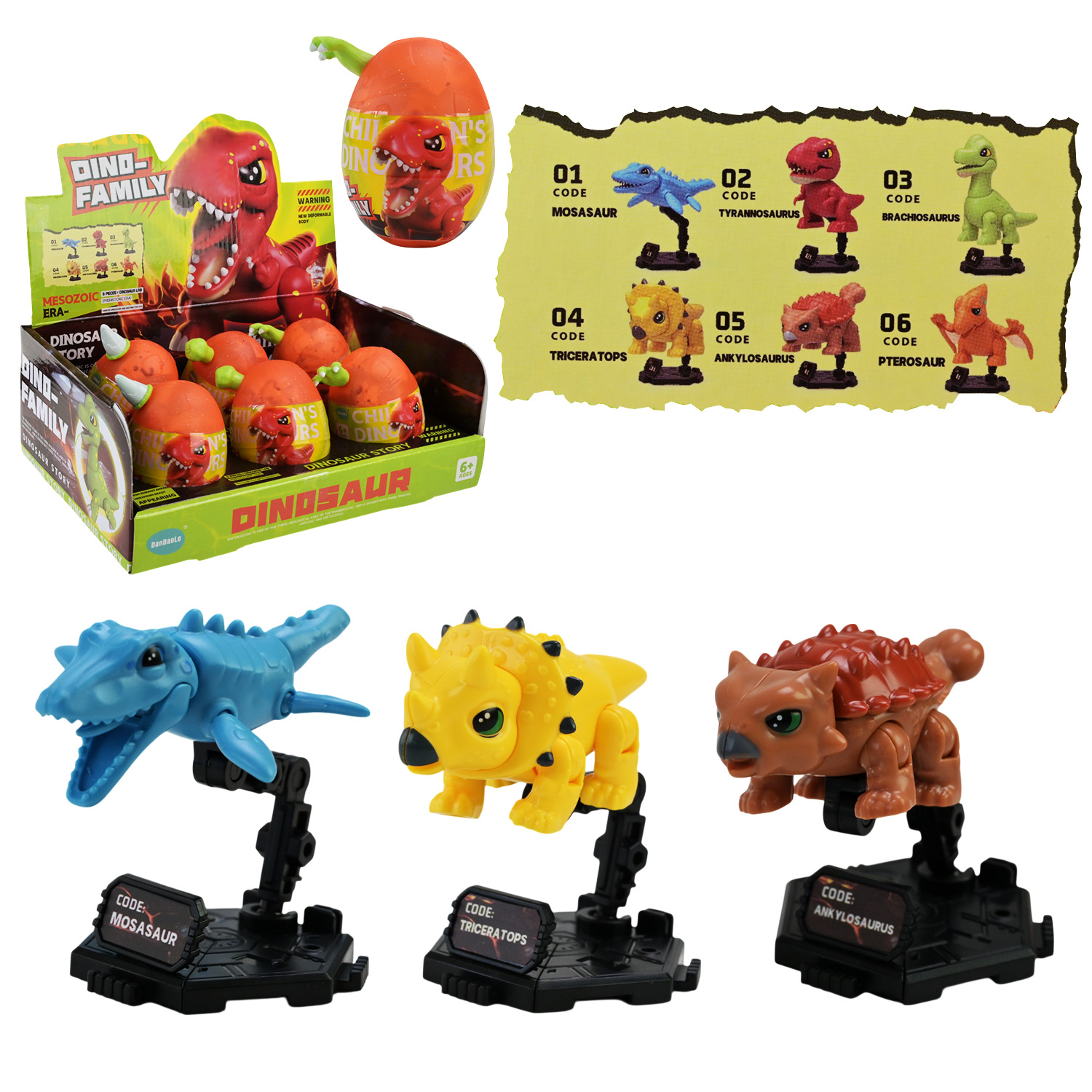 Яйцо-сюрприз арт. K38 (108шт/2) динозаври, 6шт у дисплей боксі 23,3*19*10,3см