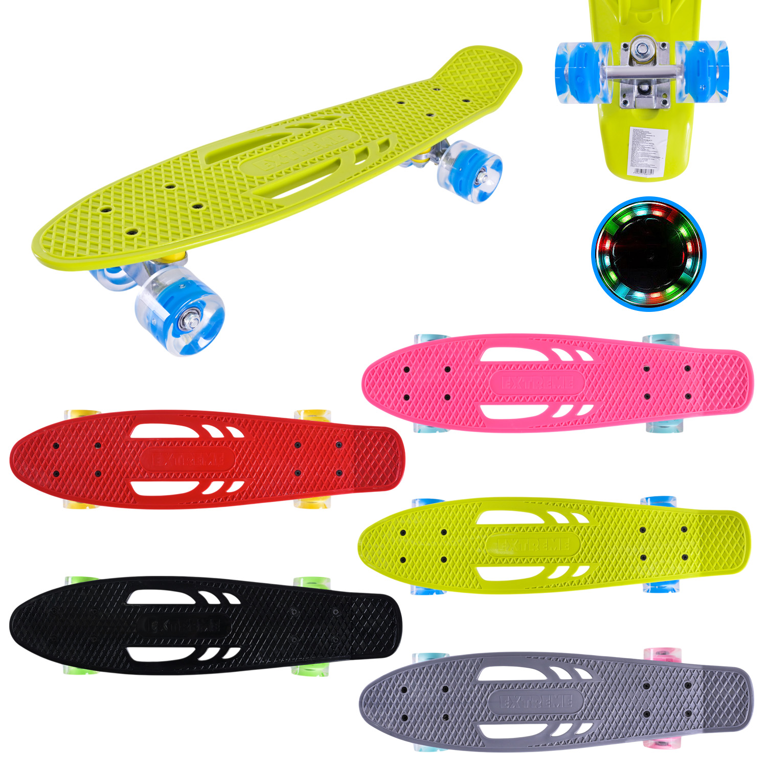 Пенні борд арт. SC25143 (8шт)   56*15 см колеса PU свiтяться, 5 кольорів