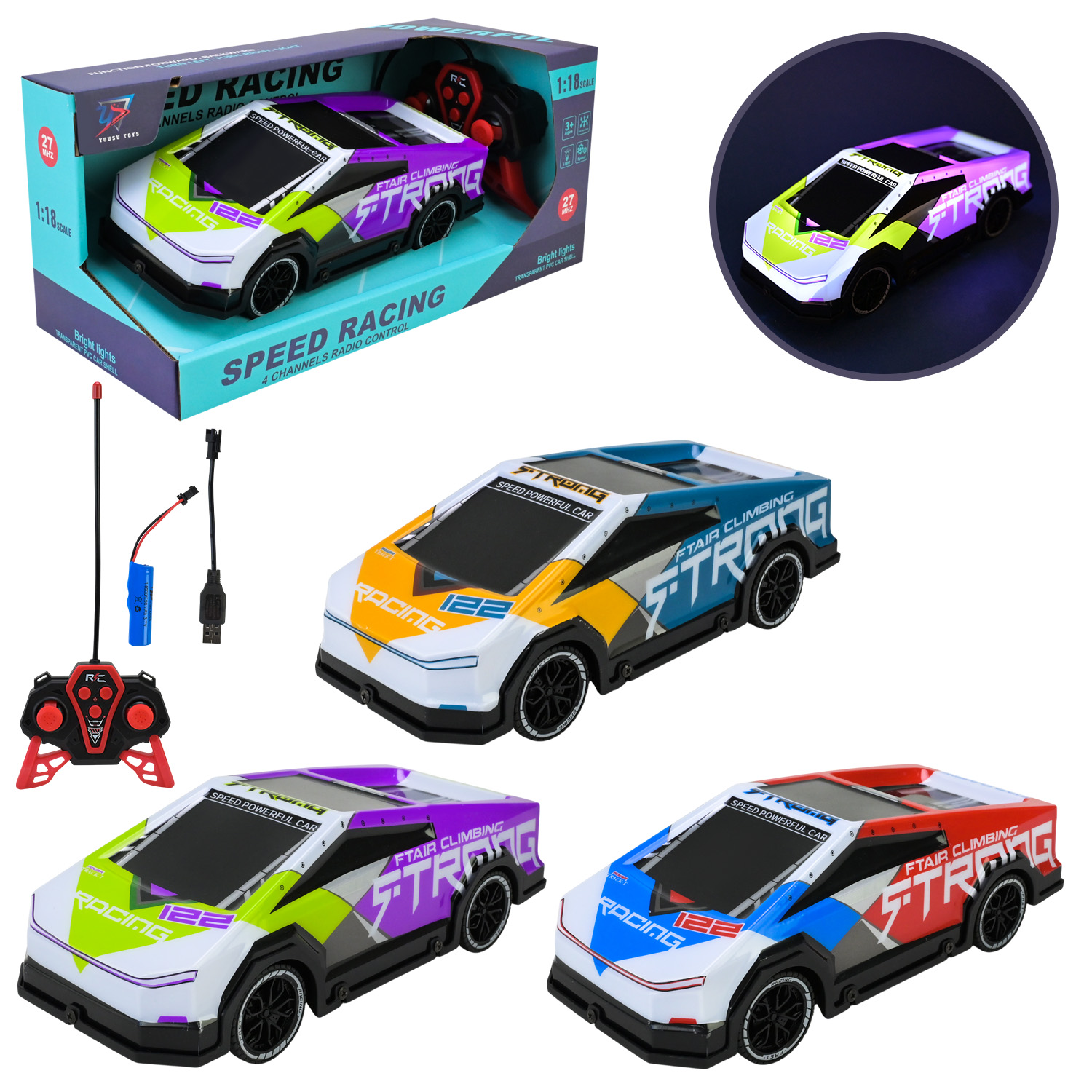 Машина р/к акум. арт. US-22010A/11A/12A (48шт/2) свiтло,3 кольори,короб. 30*13*13,5см