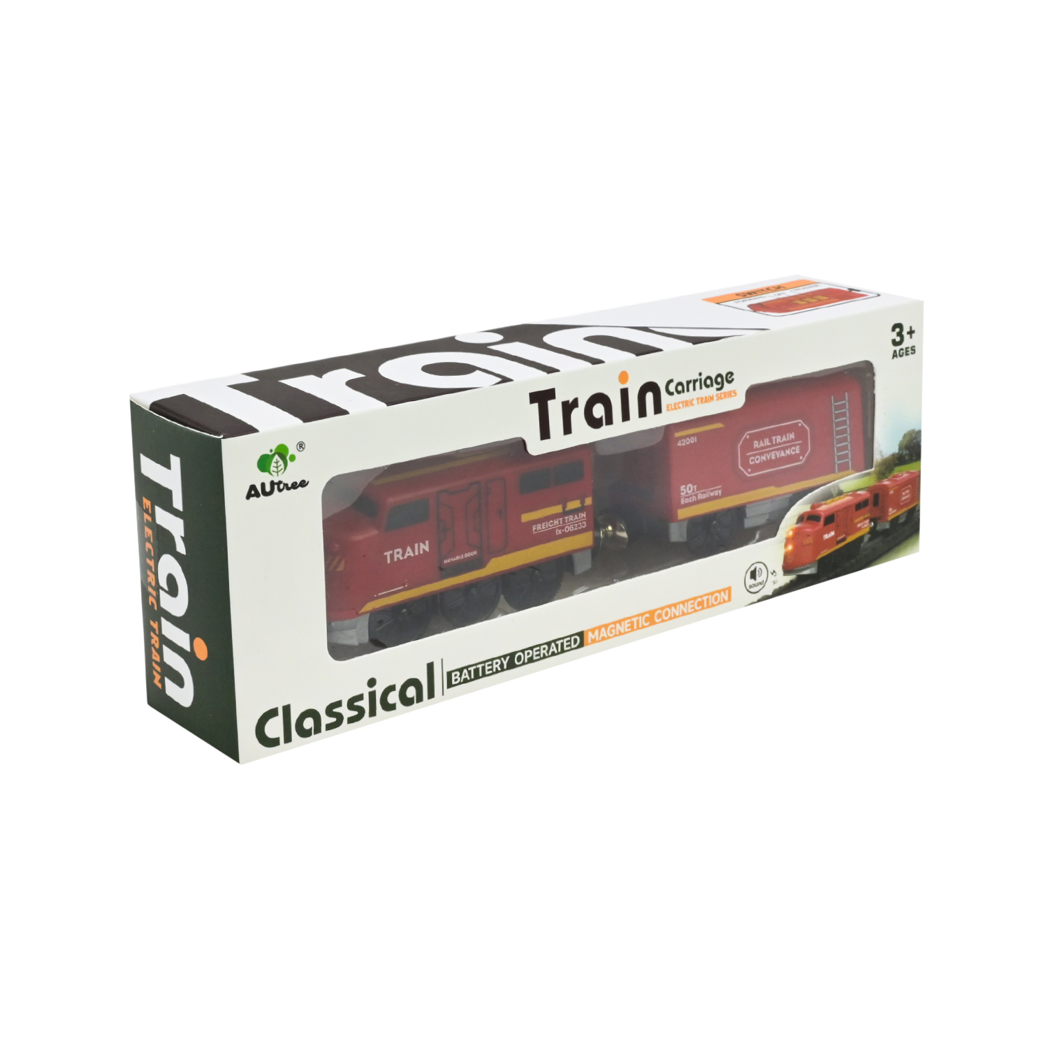 Поїзд батар арт. AU8883 (144шт/2) магніт.вагончики світло,звук короб. 24,8*8,5*5см