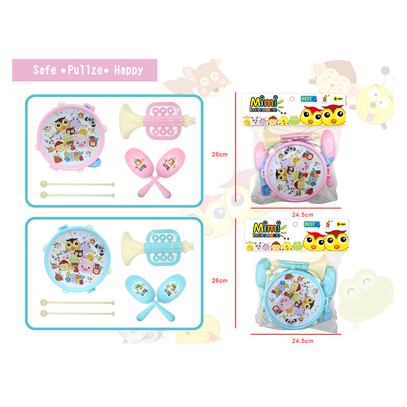 Інструменти муз. арт. 890-25 (120шт/2)2 кольори мікс, барабан, труба, маракаси, пакет 24,5*26см