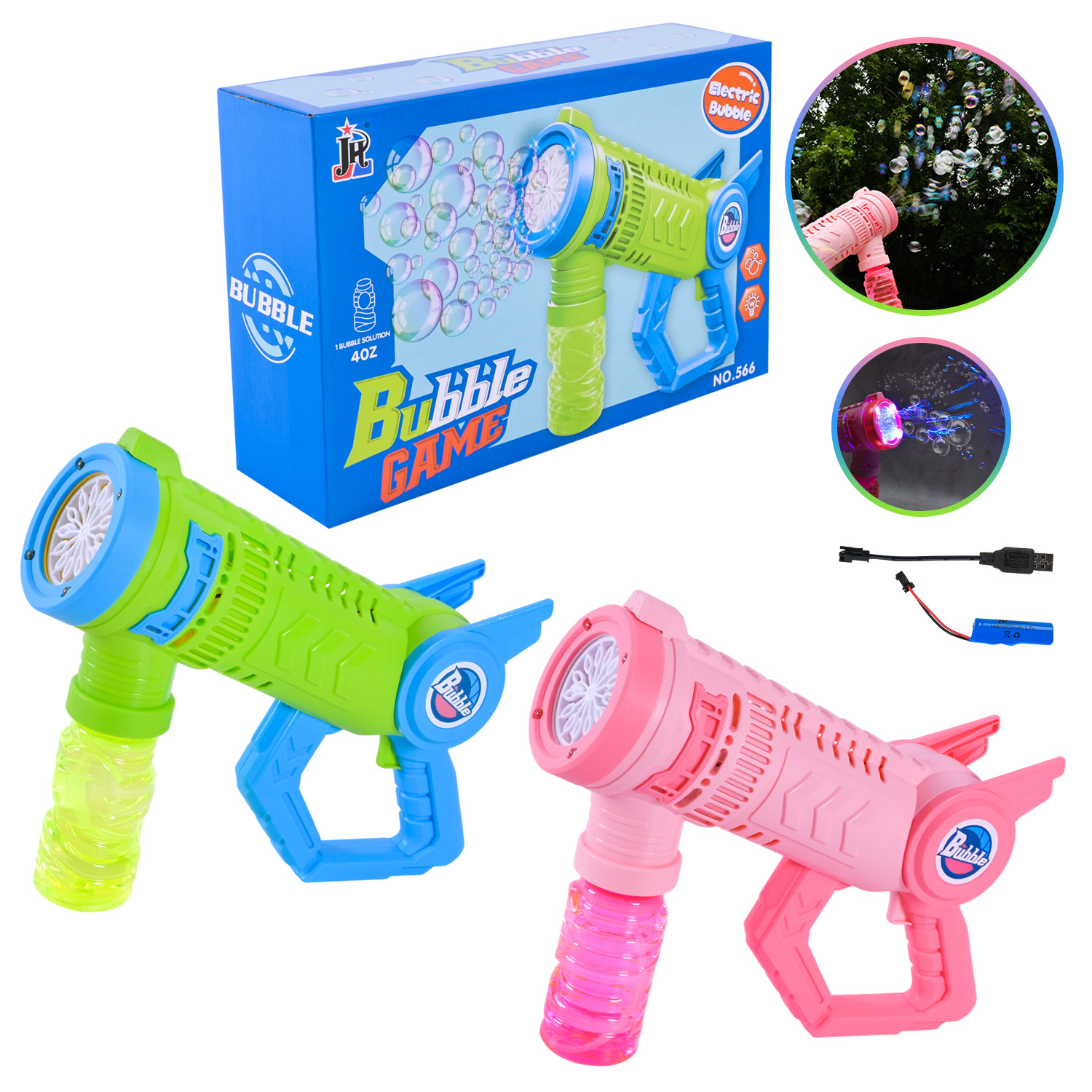 Мильні бульбашки арт. 566 (36шт) пістолет акум. короб. 29*9*19 см