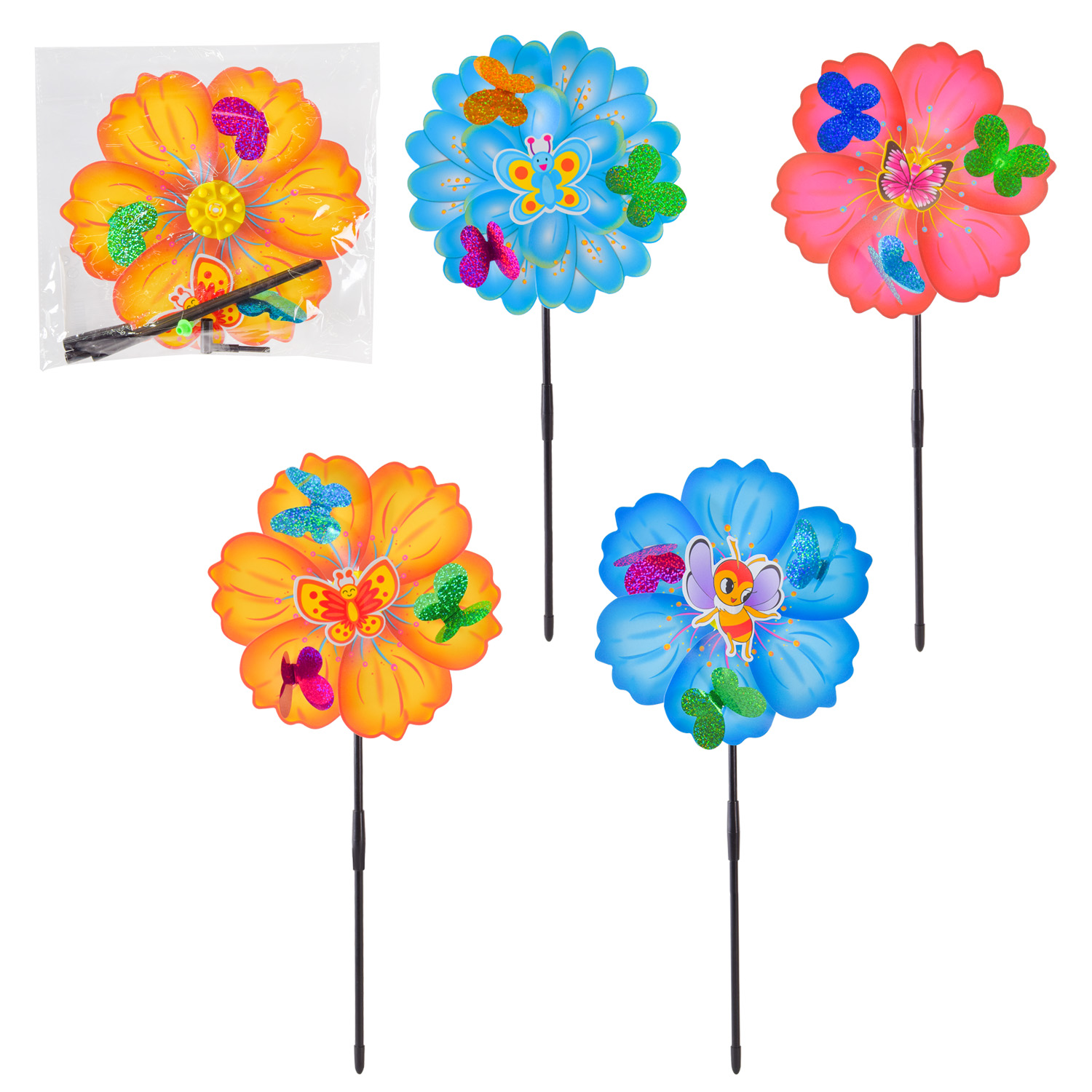 Вітрячок арт. V2457 (300шт/2) 22 см, 4 кольори пакет.