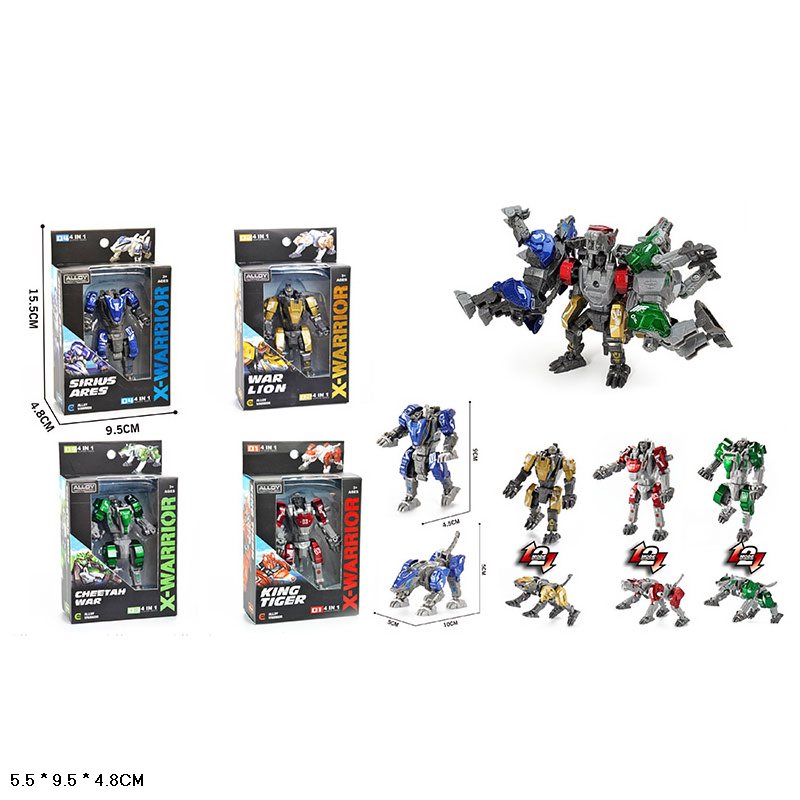 Робот арт. HF9989-3 (72шт)  4види, 4 в 1,метал. короб. 5,5*9,5*4,8см