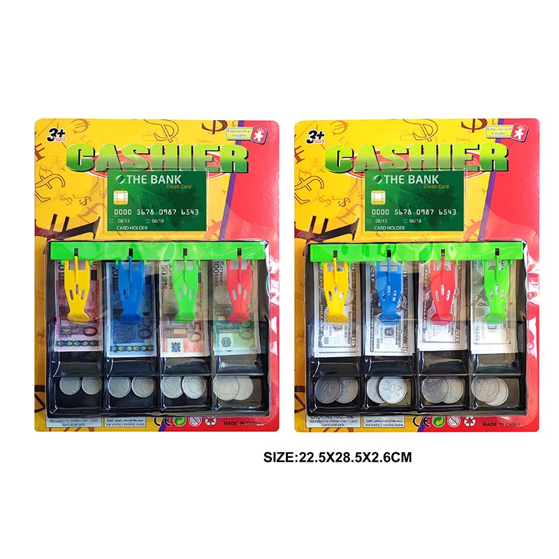 Каса арт. 929-055 (96шт/2)   мікс 2 види, папірові гроші та монети планш. 22*28*2,6см