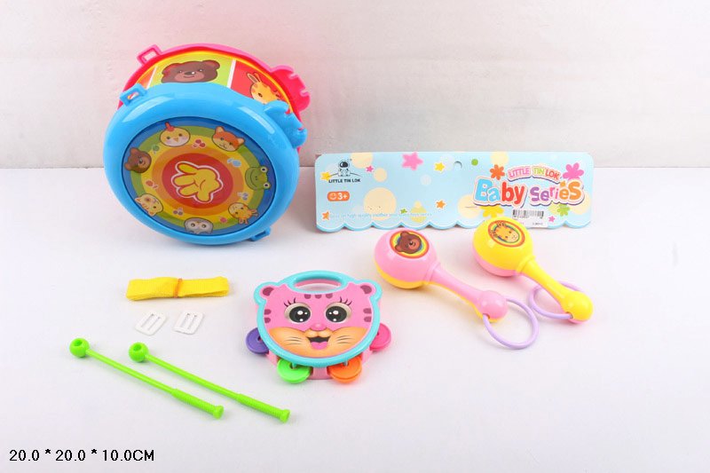 Музичні інструменти. арт. 8041 (48шт/2) маракеши, бубон, барабан, пакет 20*20*10см