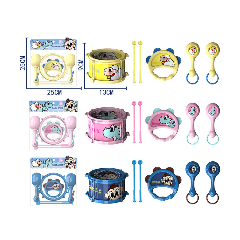 Інструменти муз.  арт. 8043 (96шт/3)3 кольори мікс, маракеши, бубон, барабан, пакет 25*25*9см