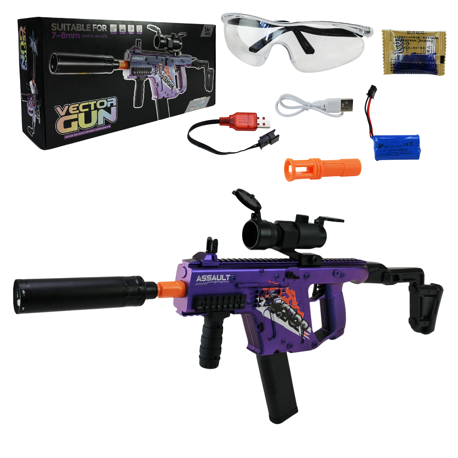 Автомат арт. F930C-1 (24шт) акум стріляє гелевими знарядами, короб. 42,5*9,5*20см