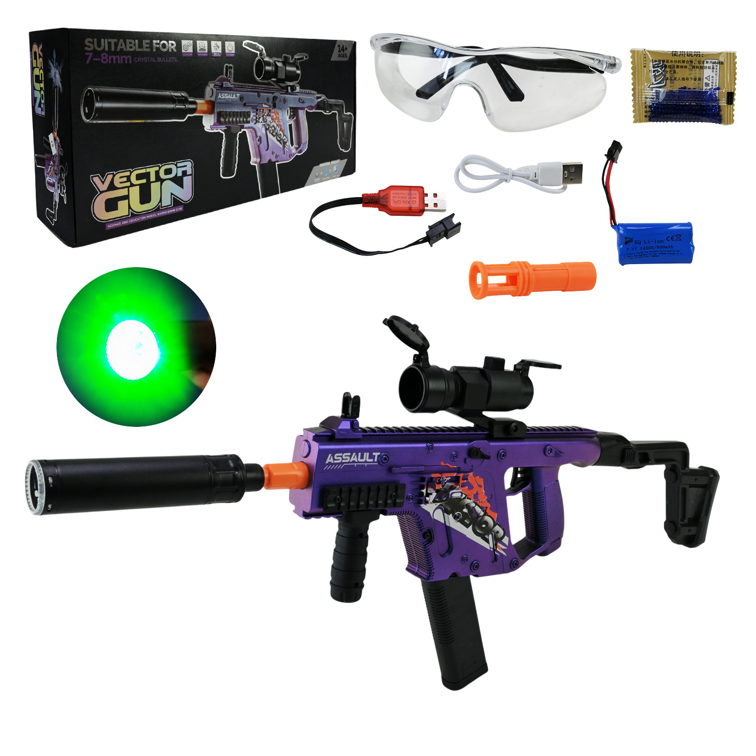 Автомат арт.F930C-3 (24шт) батар.світло, стріляє гелевими знарядами, короб. 42,5*9,5*20см