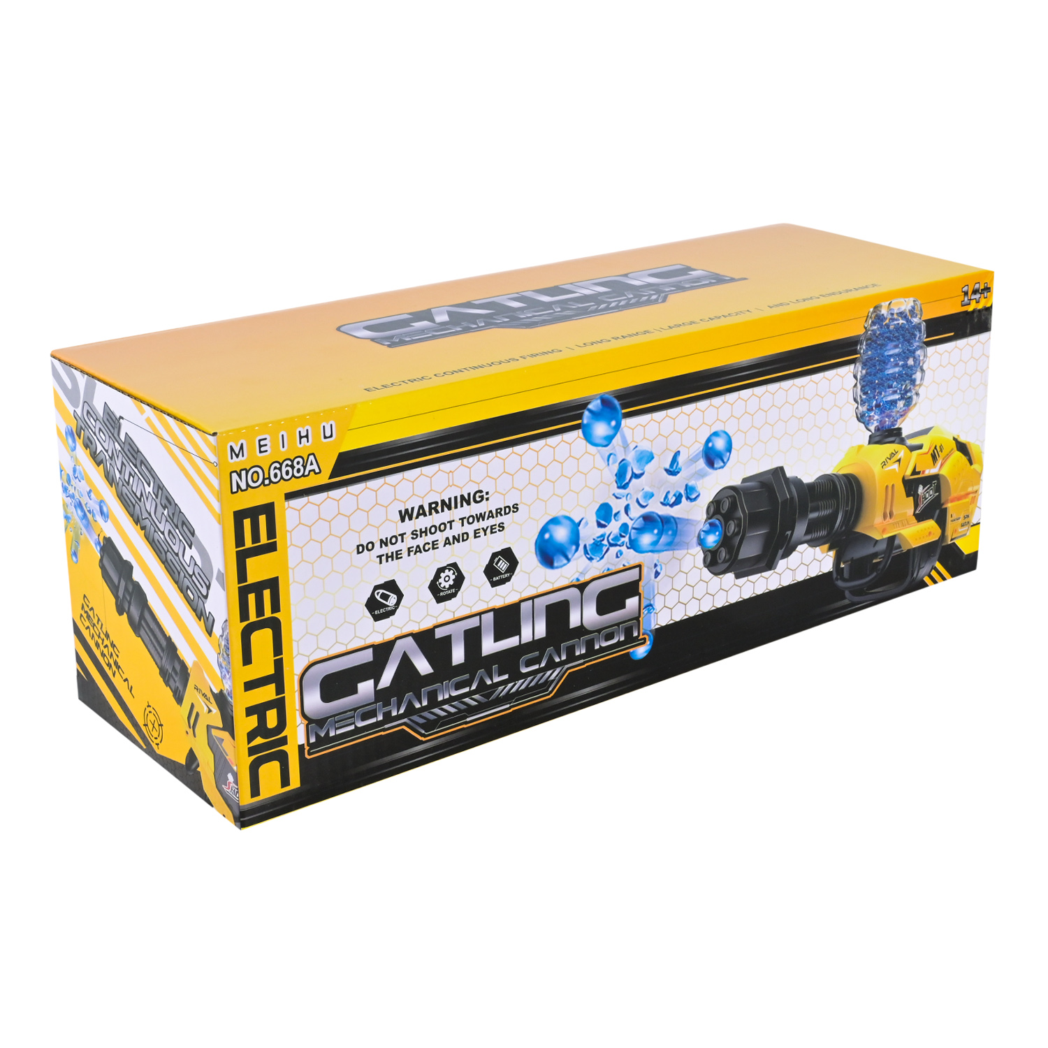 Автомат 668A (36шт/2) батар. 2кольори, стріляє гелевими знарядами, короб. 35*12*13см