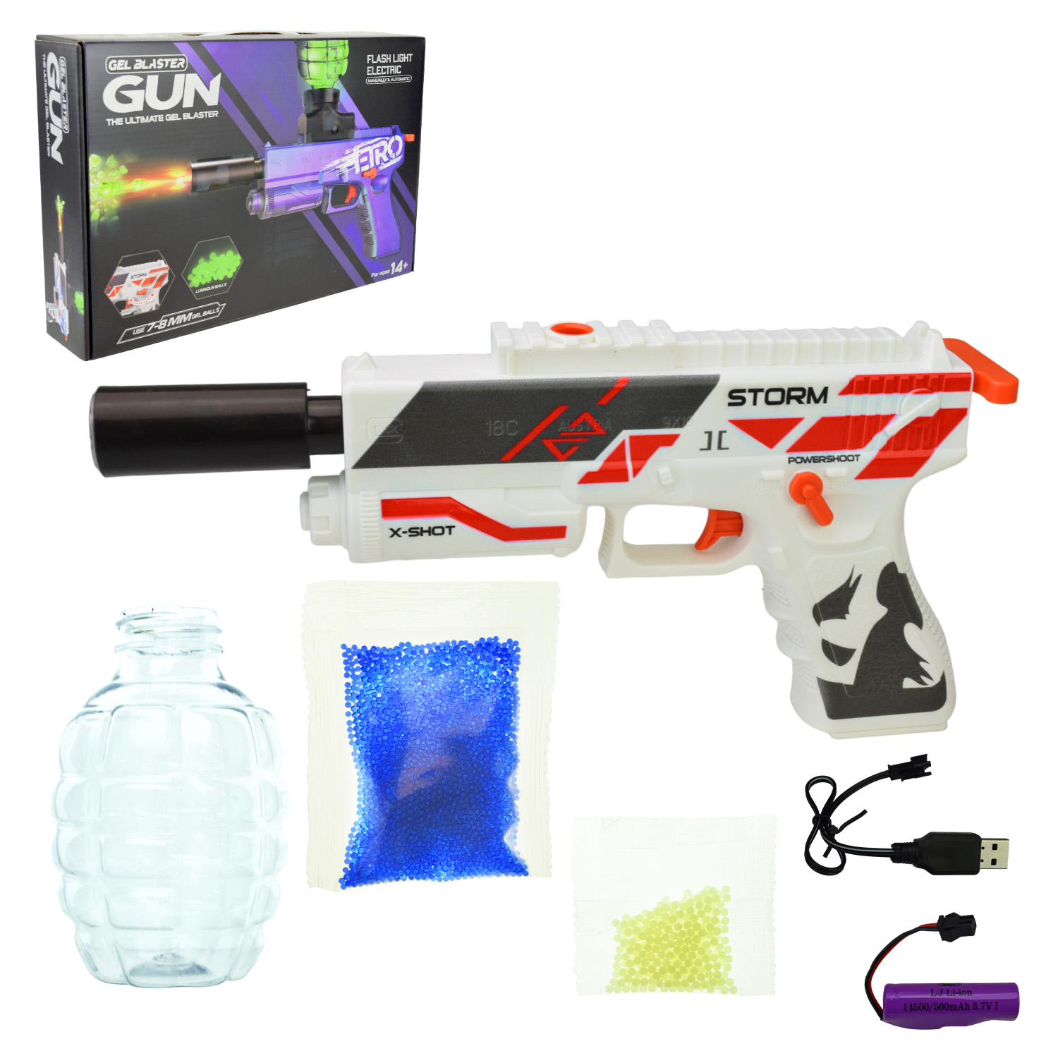 Пістолет арт. 623-1 (36шт) гель.кулі,акумулятор,короб. 35,7*23*7см