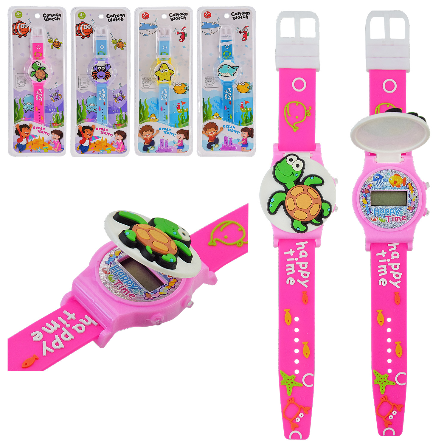 Дитячий наручний годинник арт. DA9019B (480шт/2) 4 види, на планшетці 28*11*2,5 см
