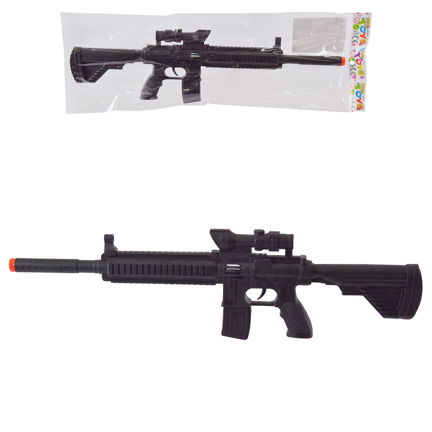 Автомат-трещітка арт. 663-36 (300шт/2) пакет Розмір іграшки: 45*12см. Розмір упаковки : 47,7*14см