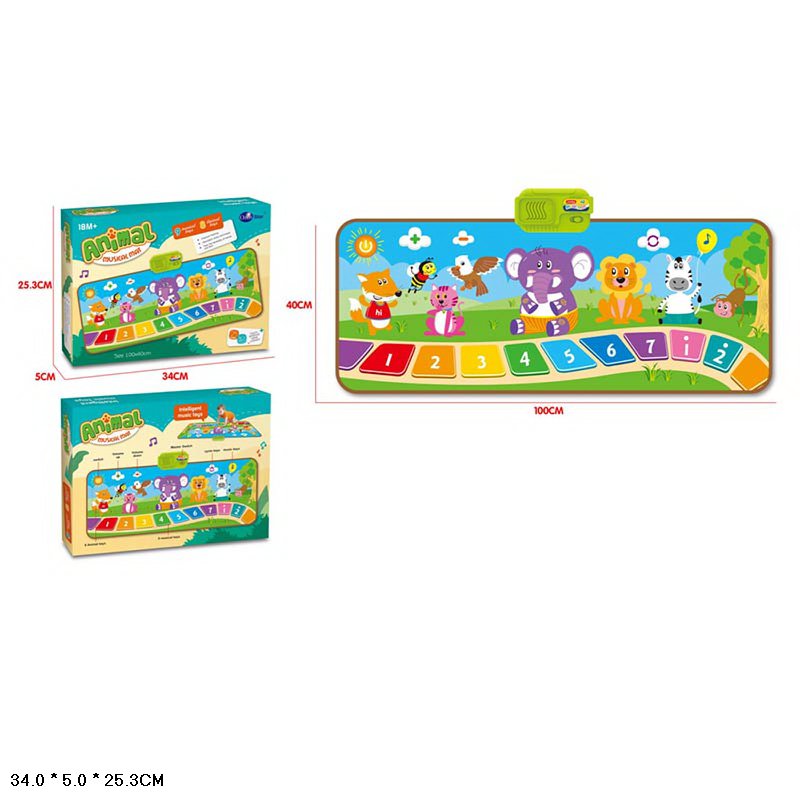 Килимок муз. арт. 757-11 (48шт/2) звуки тварин, кольори, ноти, рахунок, короб. 34*5*25,3см