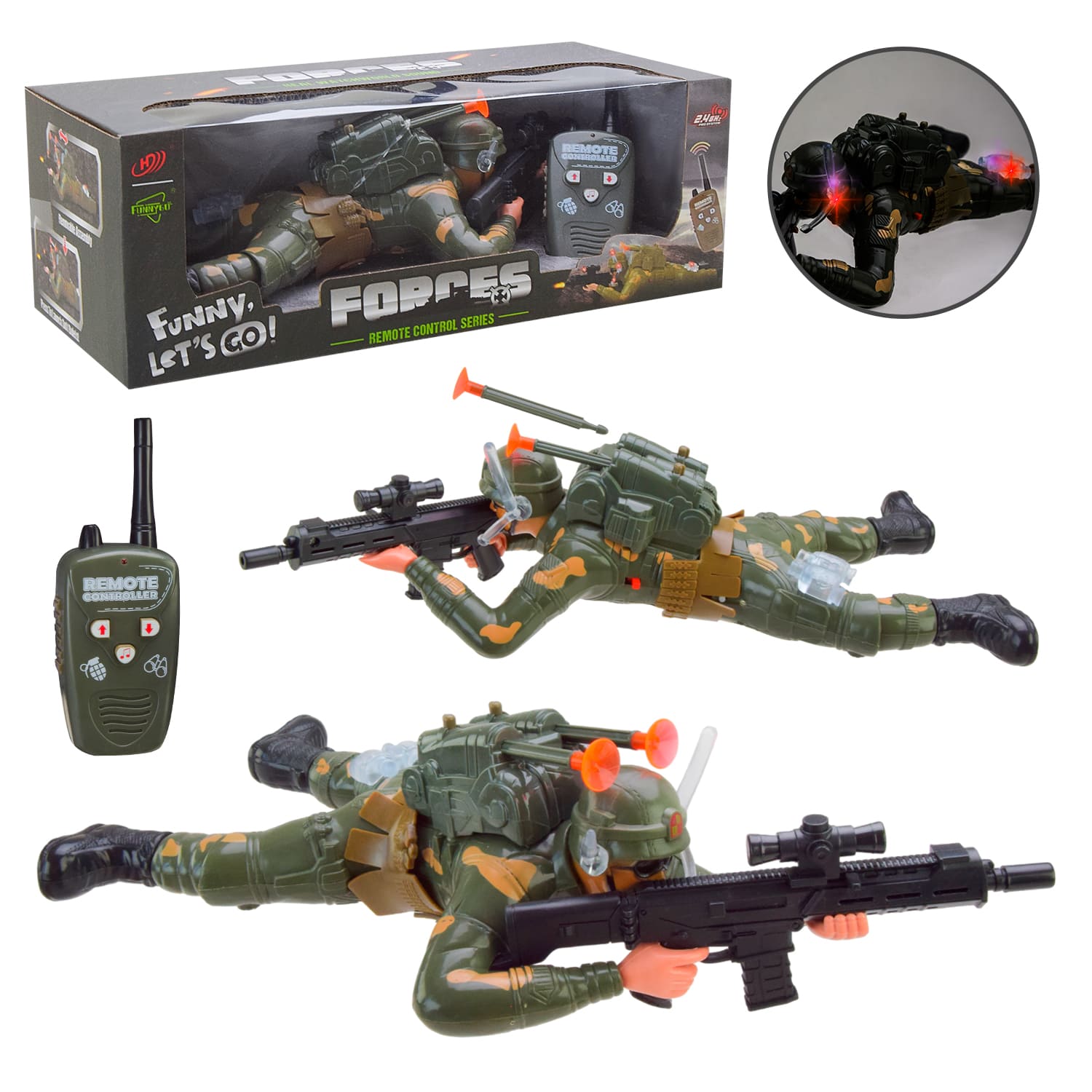 Ползающий солдат арт.HD9351 (48шт/2) свет,звук,в коробке