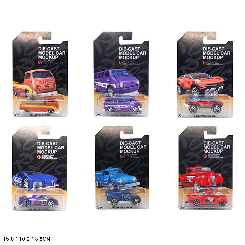 Машинки метал.арт HC8852A (480шт/2) 6 видов,на планшетке 15*10,2*3,6см