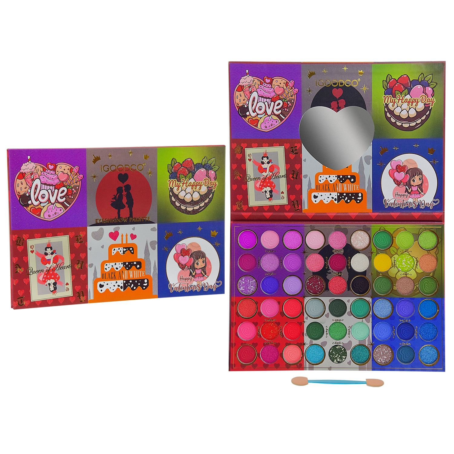 Косметика арт. IG2979 (96шт/8) палетка, тіні для повік, 54 цв,кисточка короб. 26*18*1см