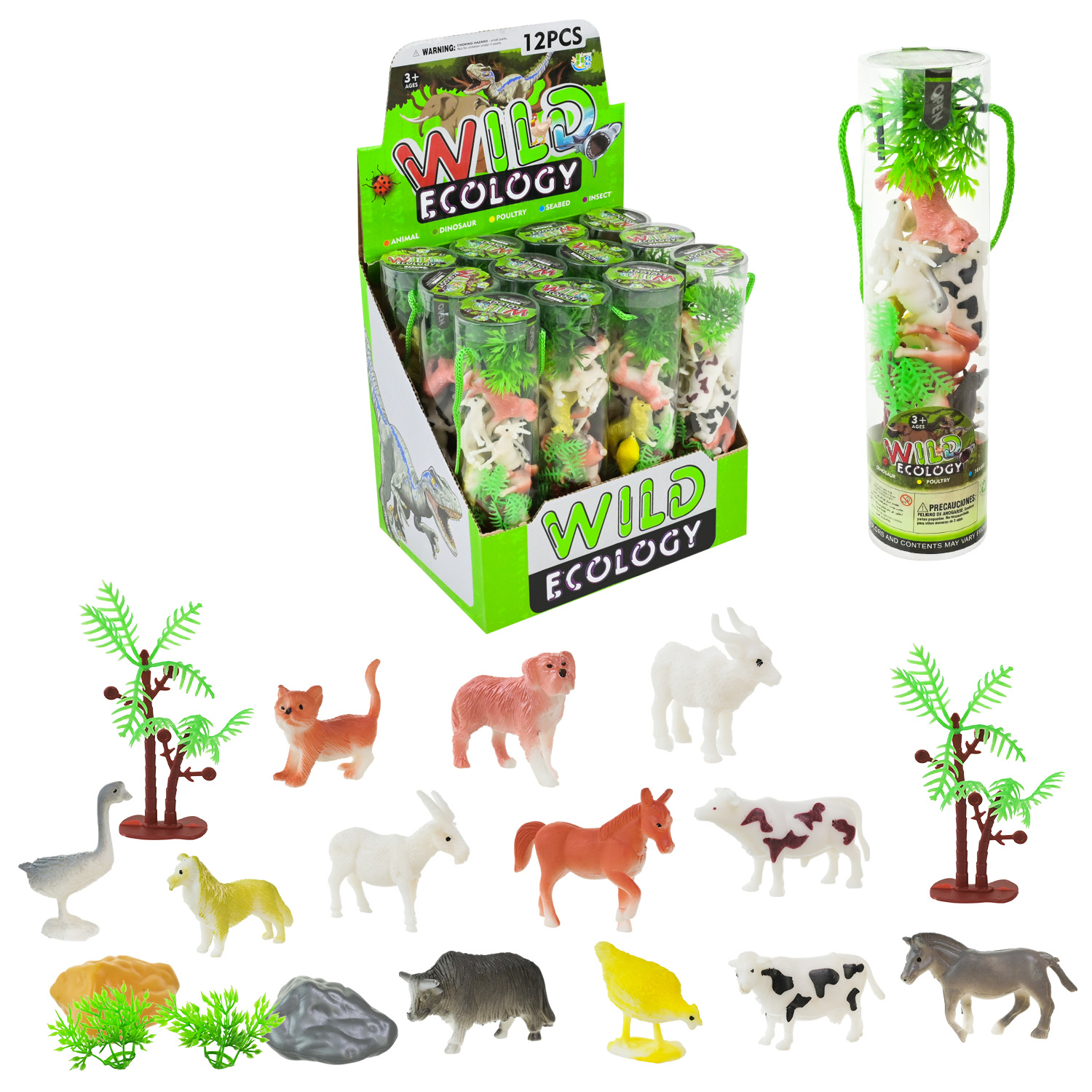 Тварини у колбі арт. 303-304 (360шт) свійськи, 30уп по12 шт,ціна за шт,р-р 5*5*20см, у боксі 20,8*16*21см.