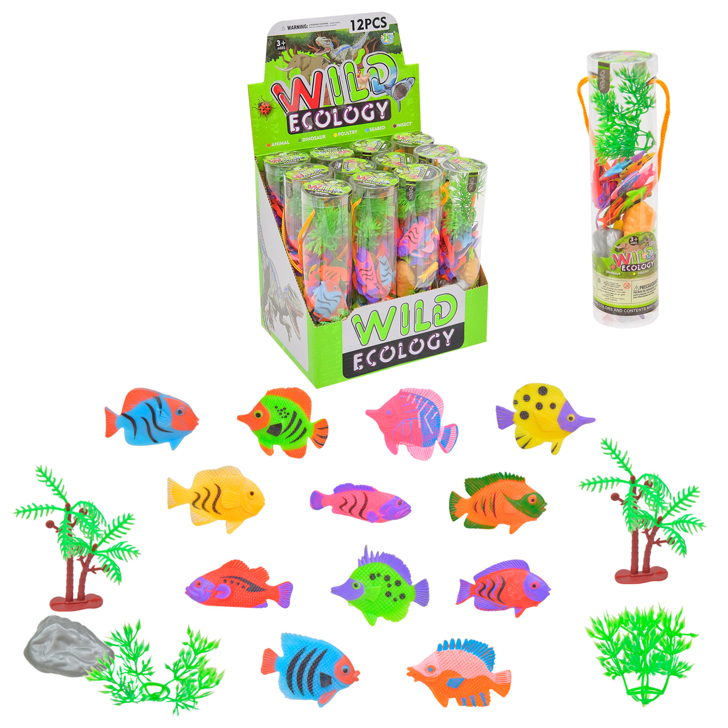 Тварини у колбі арт. 303-307 (360шт) риби, 30уп по 12 шт. бокс 20,8*16*21см