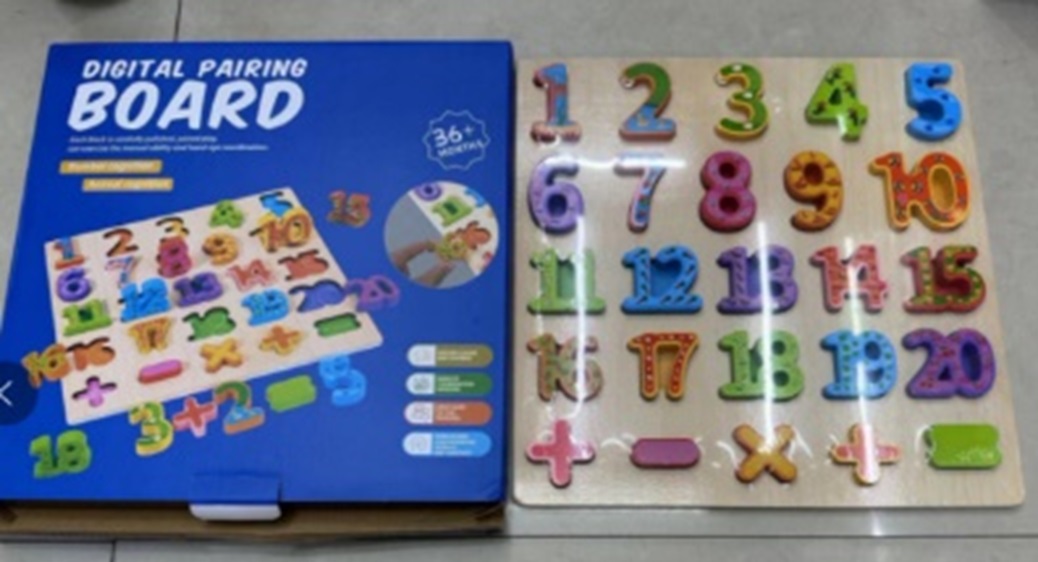 Дерев'яна іграшка арт. C15008 (30шт) вкладиші цифри у коробці 30*30*2,3см