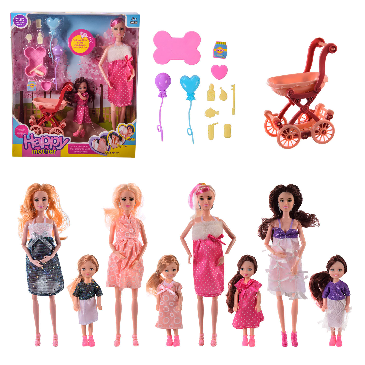 Лялька арт. PX218-A (48шт/2) 4 види,коляска,аксес,короб.28*6,5*32,5 см