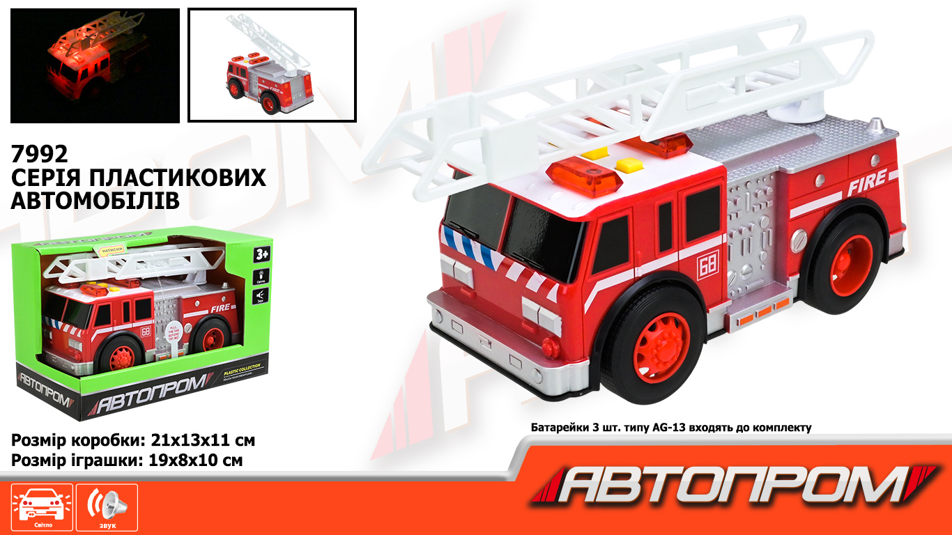 Машина батар.арт.7992 (48шт) "АВТОПРОМ" свет,звук,в кор. 21*13*11см