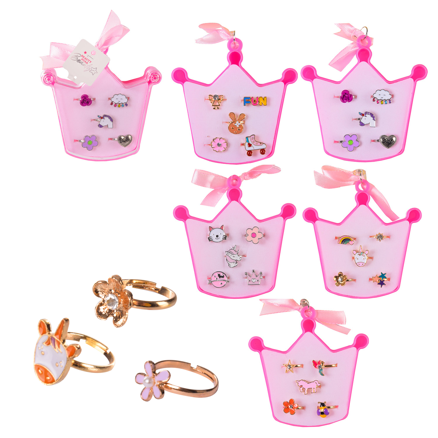 Аксесуари обручок мет. Корона Beauty star арт. B4307 (120шт)  набір. 5 шт, мікс видів /ціна за набір/