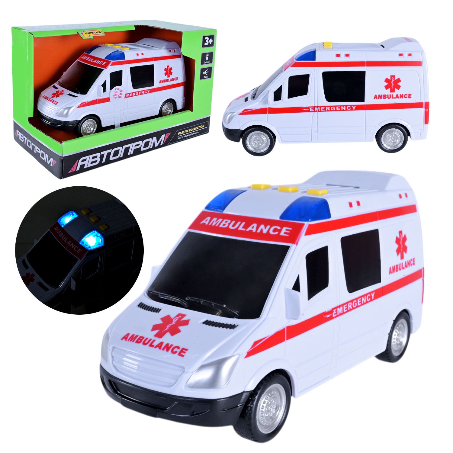 Машина АВТОПРОМ арт. 7994 (48шт) батар. світ., звук, короб.21*13*11см