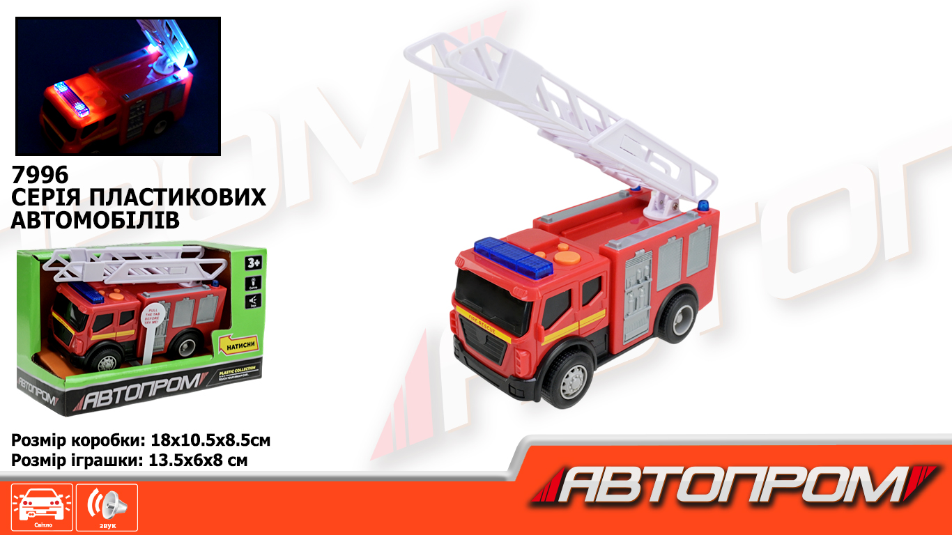 Машина АВТОПРОМ арт. 7996 (48шт) батар. світ., звук, короб.18*10,5*8,5см