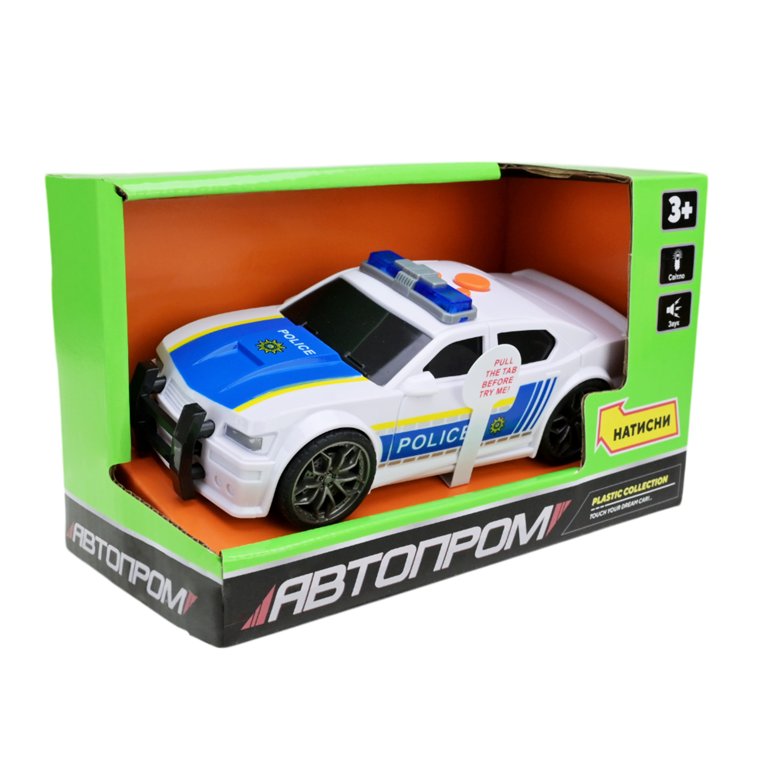 Машина батар.арт.7997 (48шт) "АВТОПРОМ" свет,звук,в кор. 18*10,5*8,5см