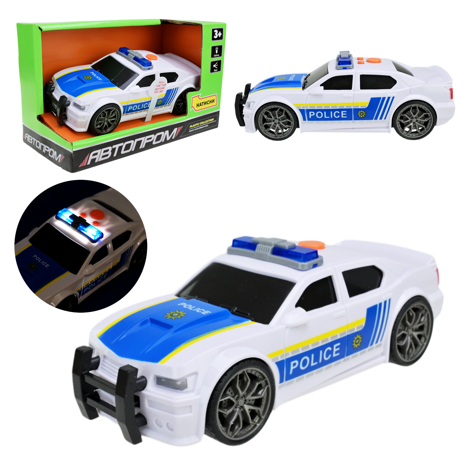 Машина батар.арт.7997 (48шт) "АВТОПРОМ" свет,звук,в кор. 18*10,5*8,5см