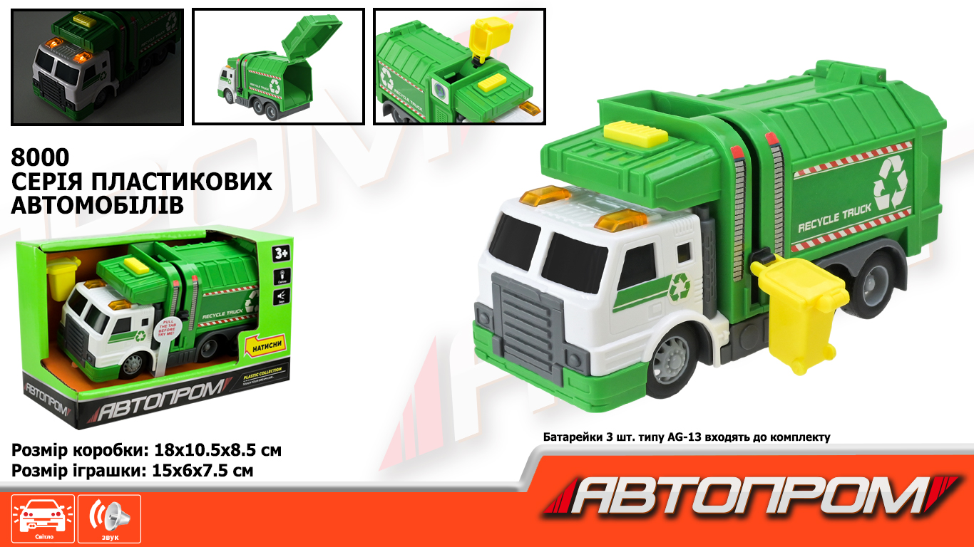 Машина АВТОПРОМ арт. 8000 (48шт) батар. світ., звук, короб.18*10,5*8,5см