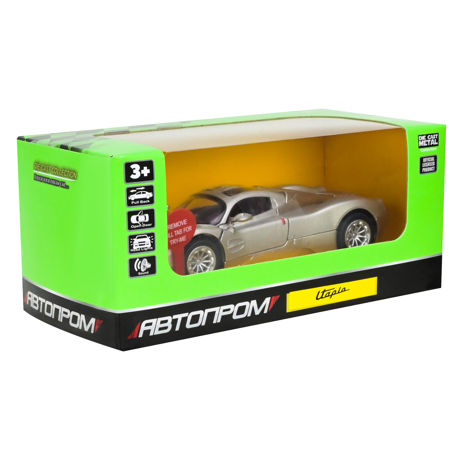 Машина металл 68727 (48шт/2) "АВТОПРОМ",1:32 "Pagani Utopia",батар, свет,звук,откр.двери,в коробке 18*9*8 см