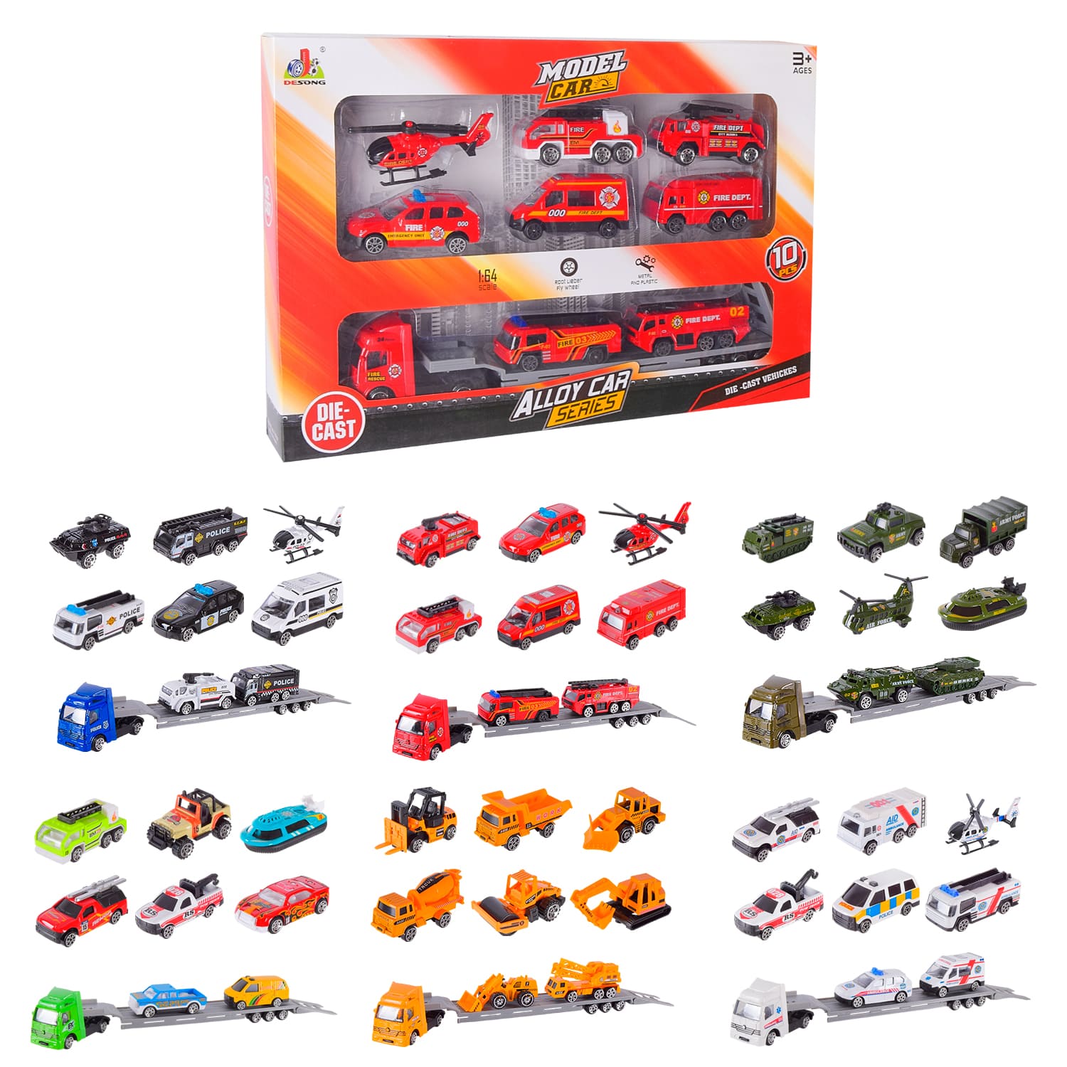 Набор метал.машин арт. DS047 (72шт/2) 6 видов,в коробке 32,5*22,5*4см