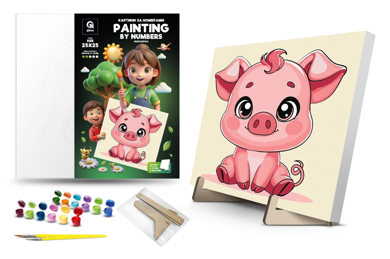 Набір для розпису по номерах QB900-014 "Поросятко" 25х25см qbee(1шт)