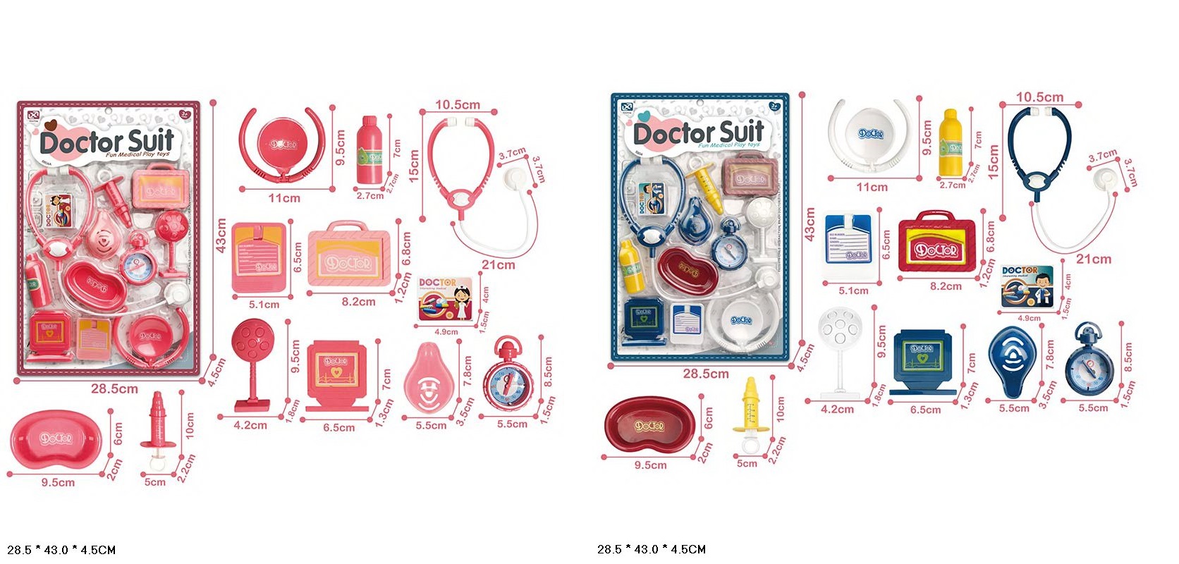 Лікар набір арт. 8804A-2/8804-2 (72шт/2) мікс 2 види, шприц, стетоскоп, аксес планш. 28*4,5*43см