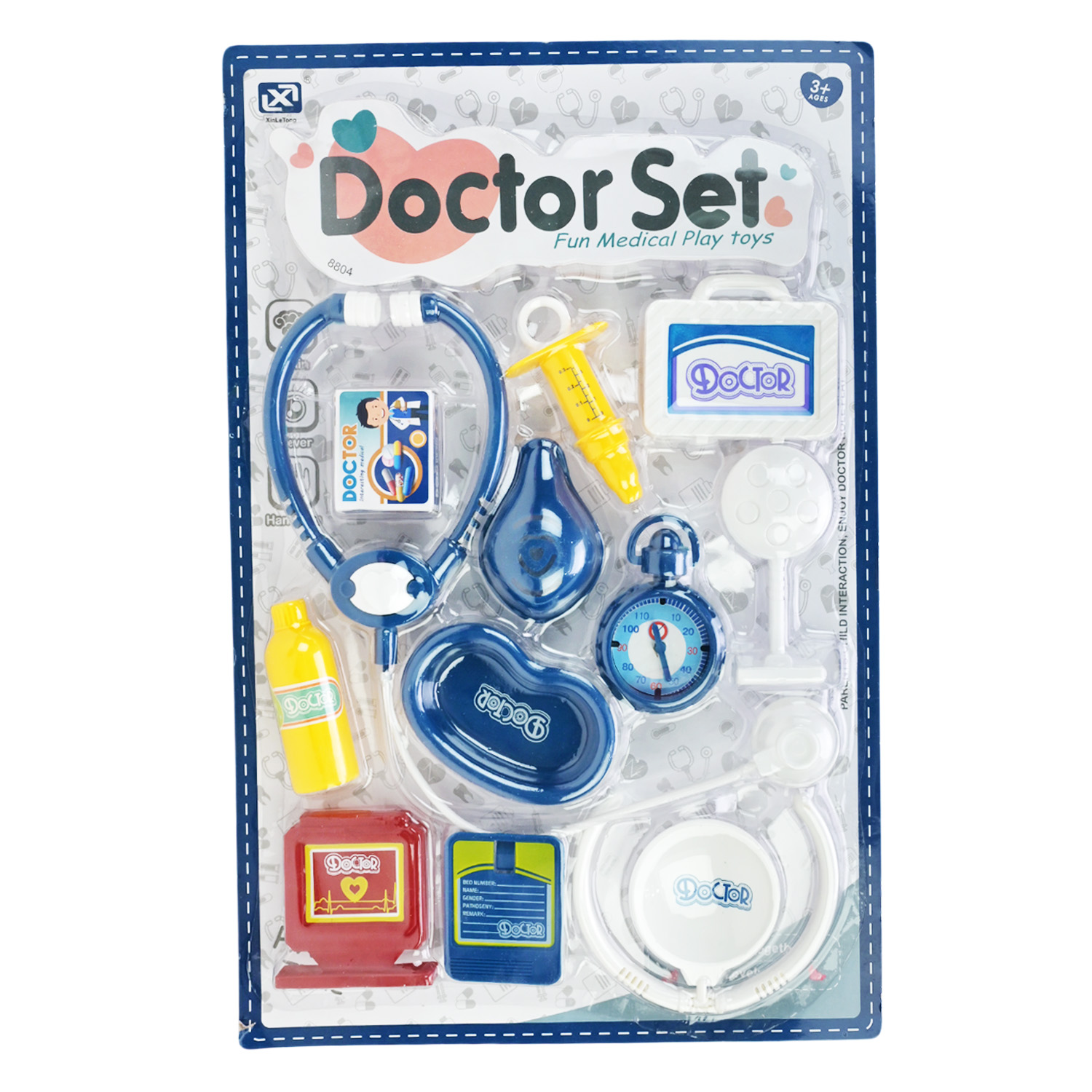 Лікар набір арт. 8804A-2/8804-2 (72шт/2) мікс 2 види, шприц, стетоскоп, аксес планш. 28*4,5*43см