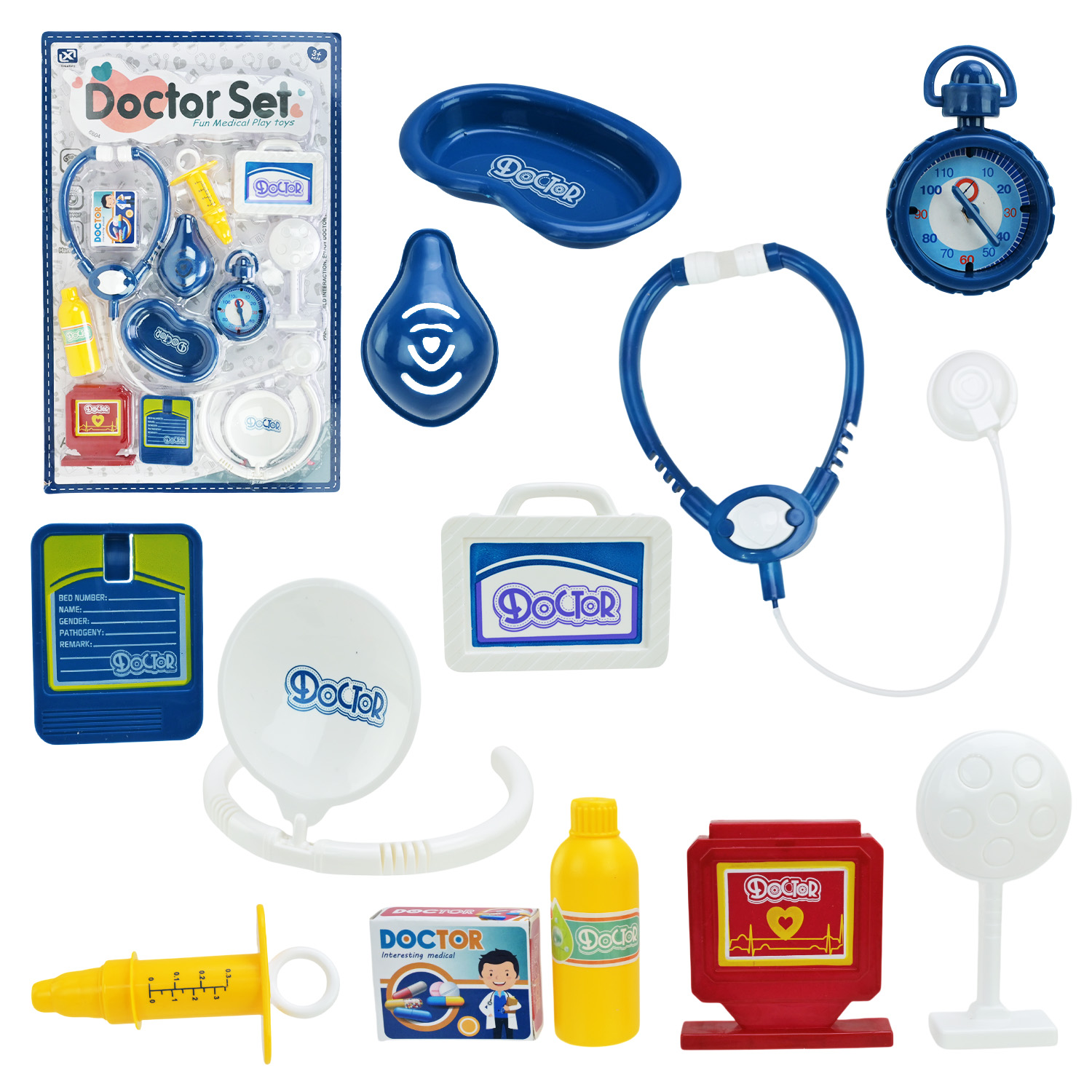 Лікар набір арт. 8804A-2/8804-2 (72шт/2) мікс 2 види, шприц, стетоскоп, аксес планш. 28*4,5*43см