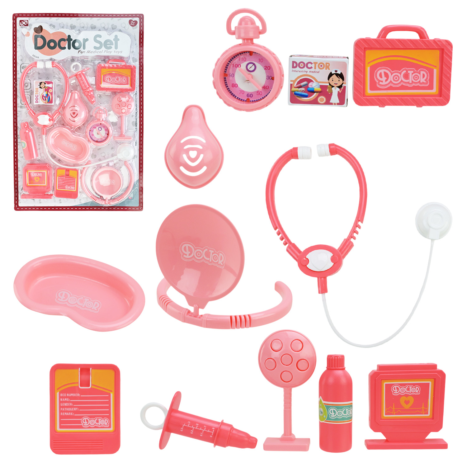 Лікар набір арт. 8804A-2/8804-2 (72шт/2) мікс 2 види, шприц, стетоскоп, аксес планш. 28*4,5*43см