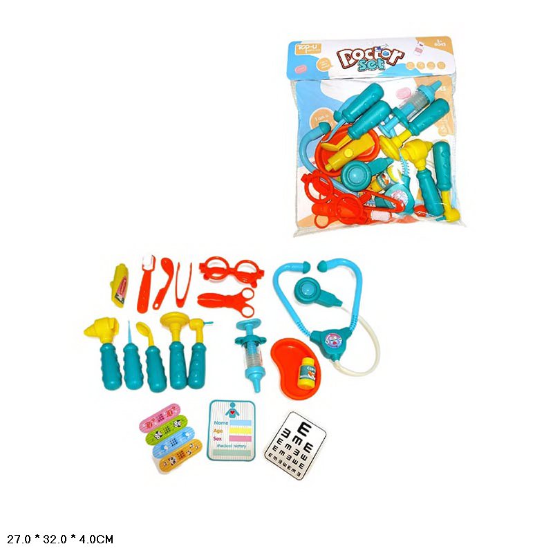 Лікар набір арт. TP519 (72шт/2) стетоскоп, шприц, аксес пакет 27*32*4см