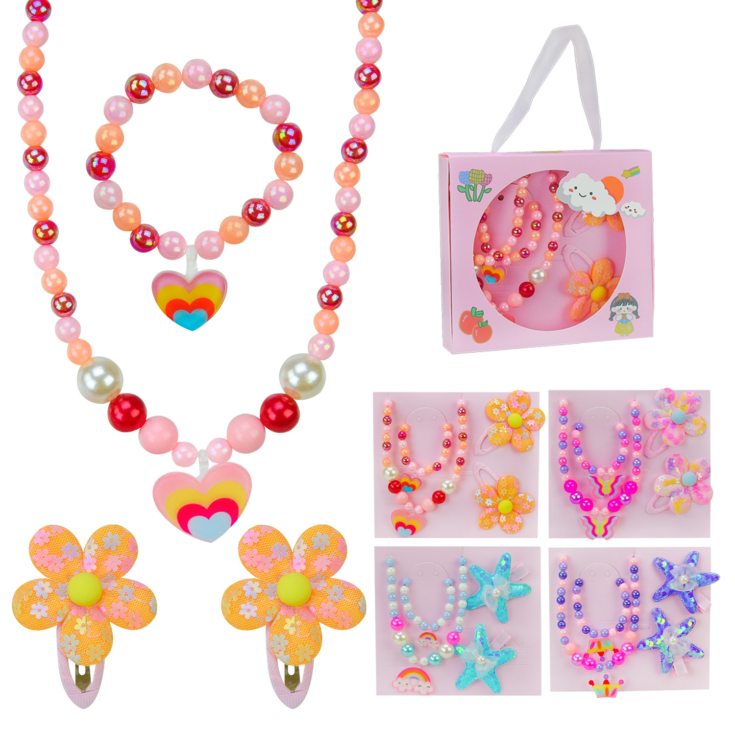 Набір прикрас арт. B4340 (120шт) мікс 4 види, браслет, намисто, аксес короб. 15,5*14*3,5см