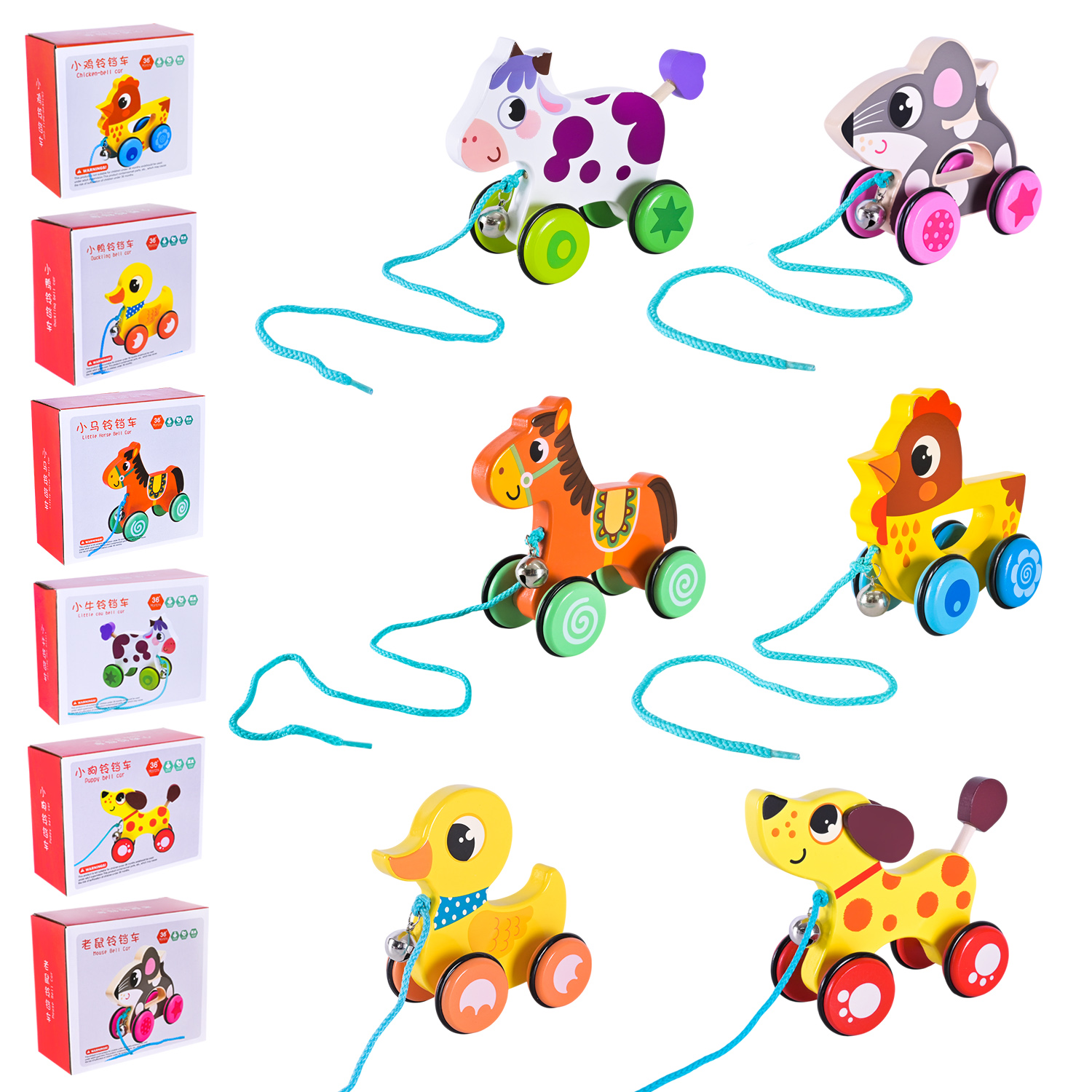 Дерев'яна іграшка арт. C15030 (36шт) каталочка 6 видів 18*14,4*7,7см