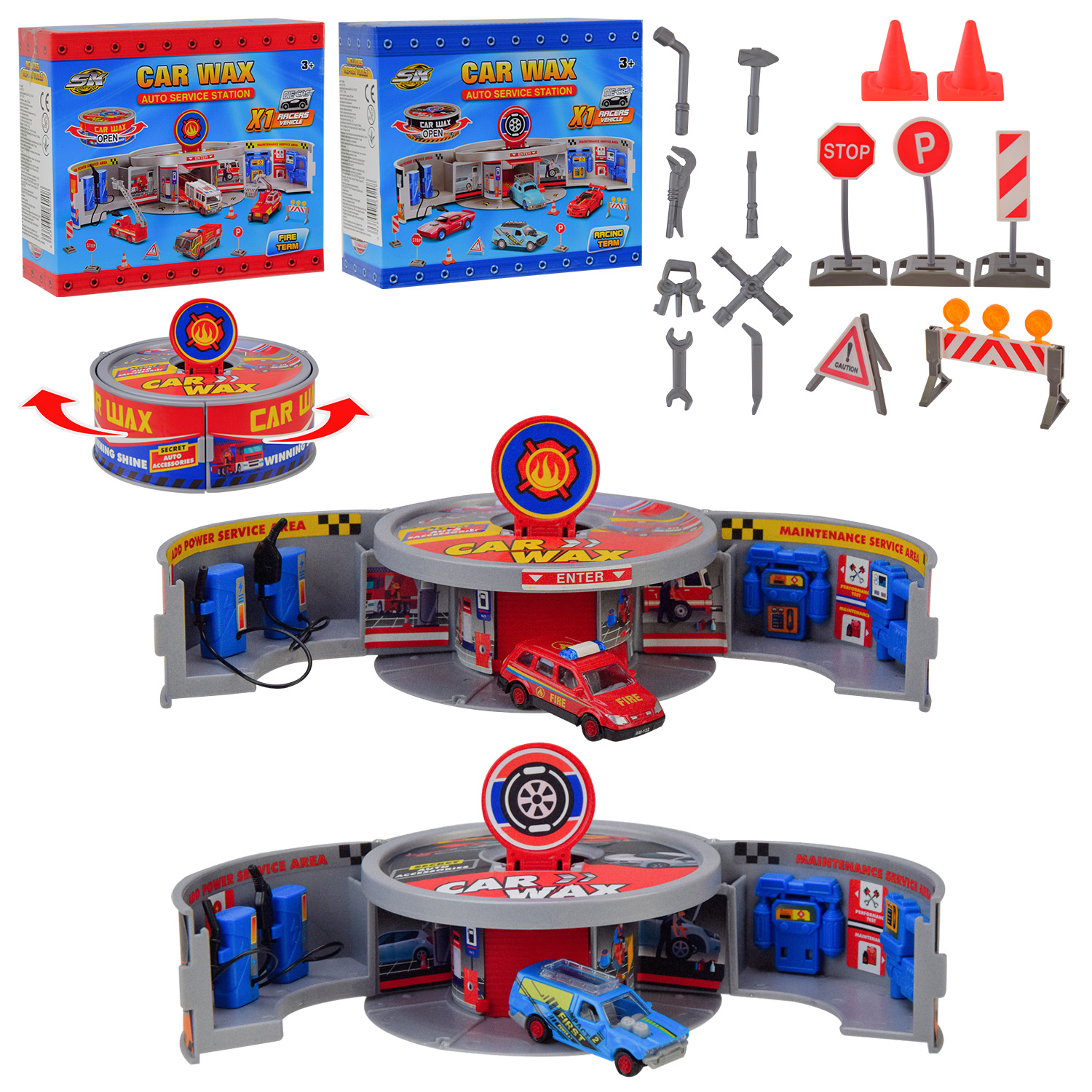 Паркінг арт. SK-107L (60шт/2) батар. 4кольора, пластик + метал,1 машинка у комплекті, короб. 16*16,2*14,2см